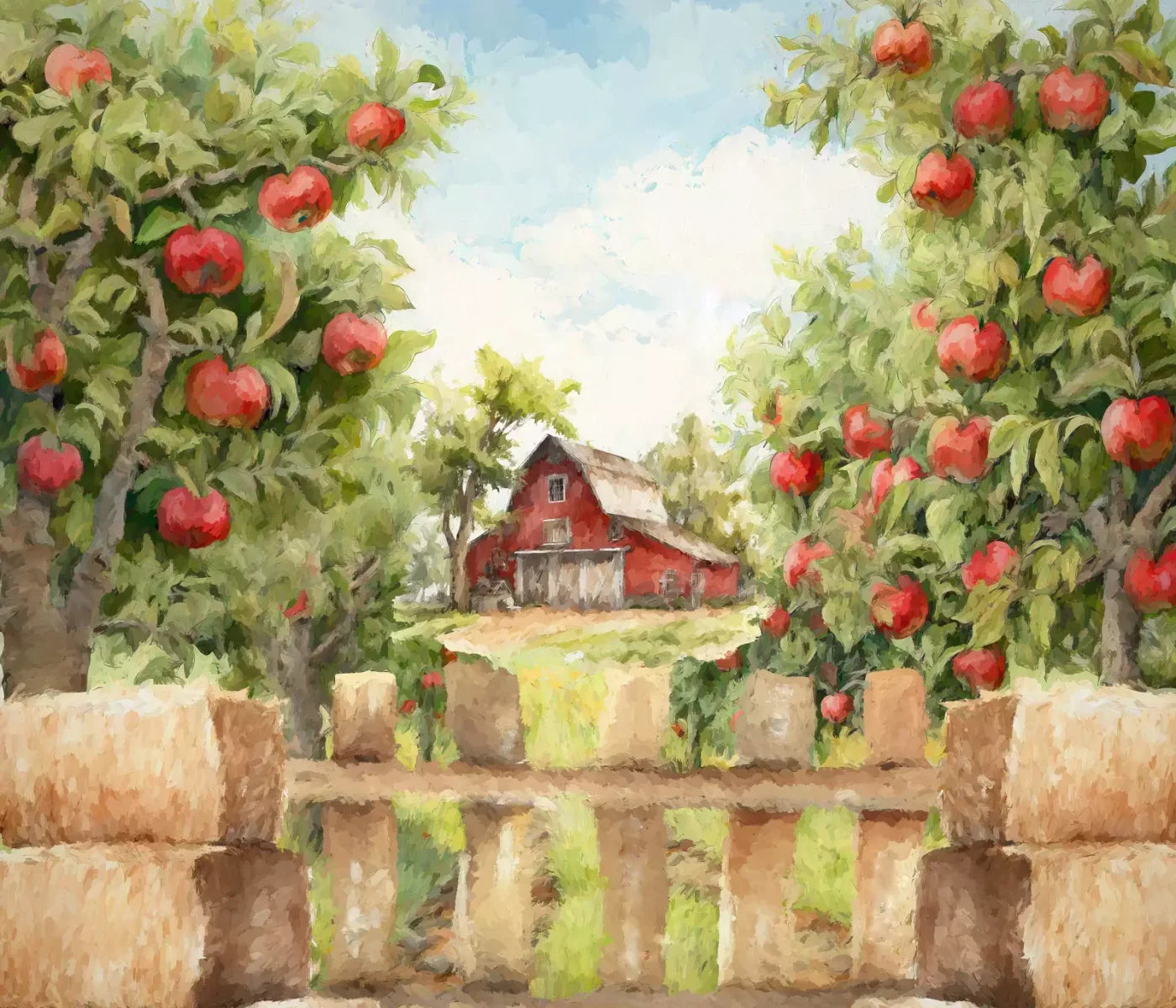 Apple Farm Afternoon 12X10 Ultracloth ( 144 X 120 Inch ) Backdrop