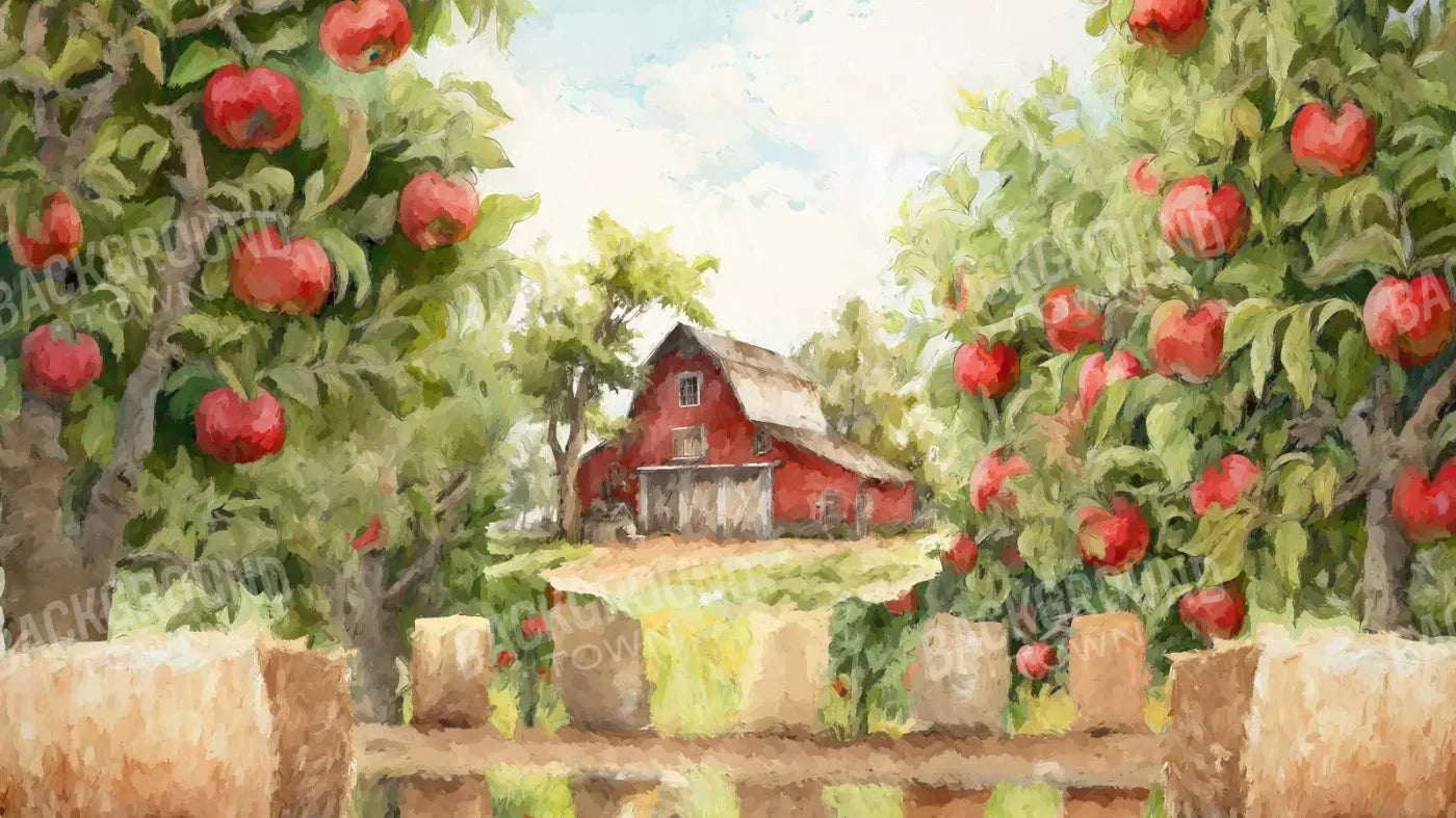 Apple Farm Afternoon 14X8 Ultracloth ( 168 X 96 Inch ) Backdrop