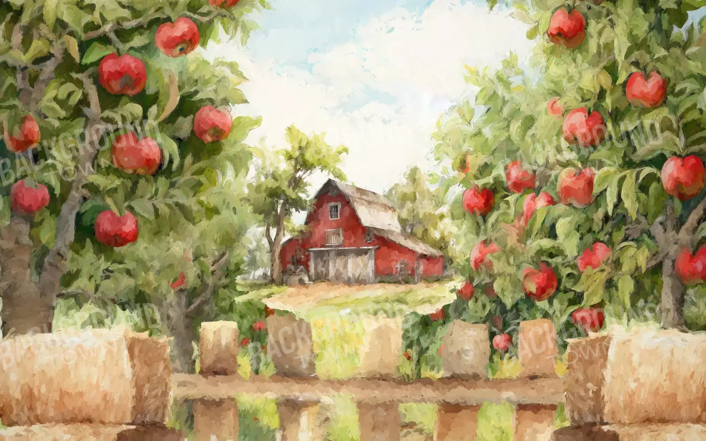 Apple Farm Afternoon 14X9 Ultracloth ( 168 X 108 Inch ) Backdrop