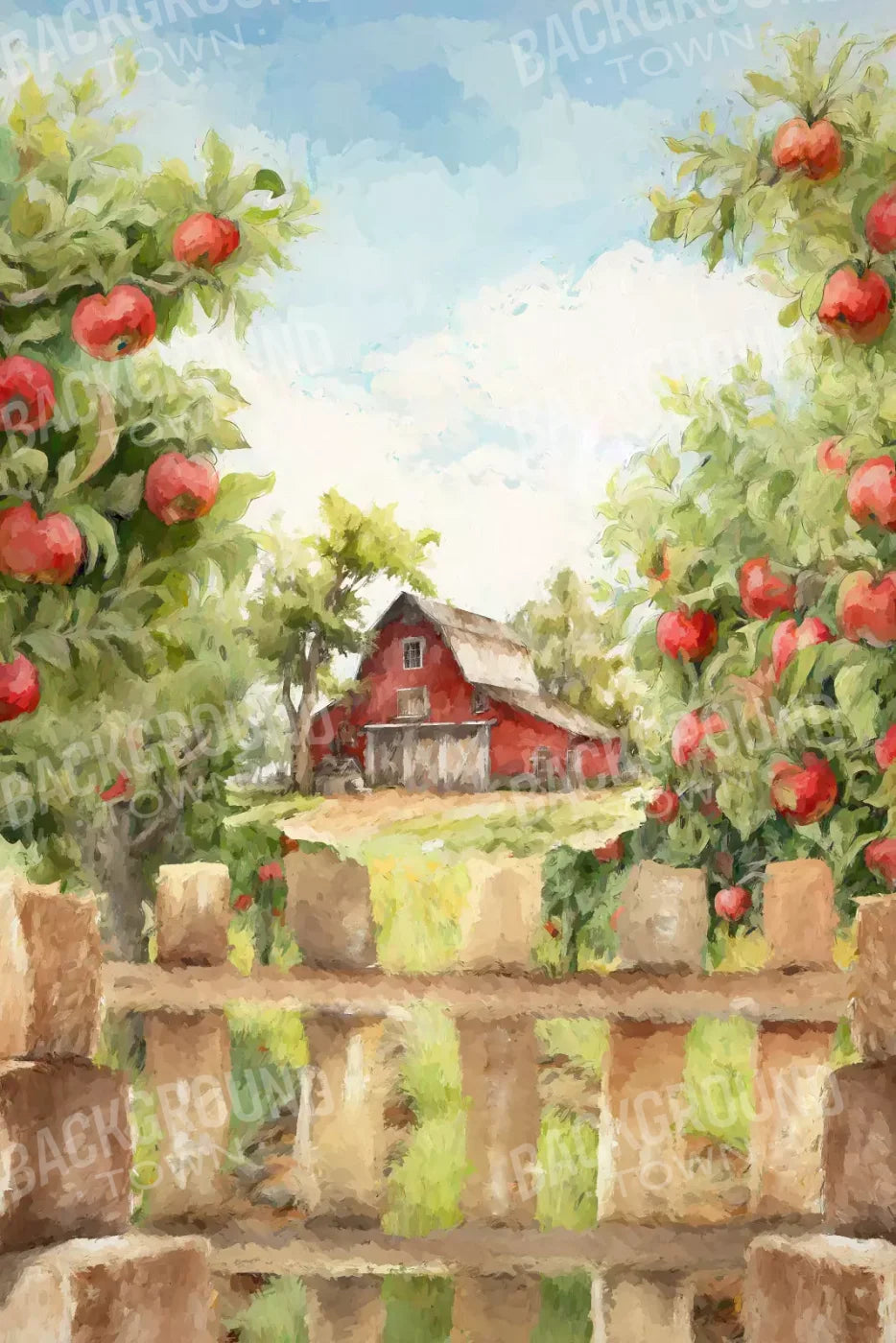 Apple Farm Afternoon 5X8 Ultracloth ( 60 X 96 Inch ) Backdrop