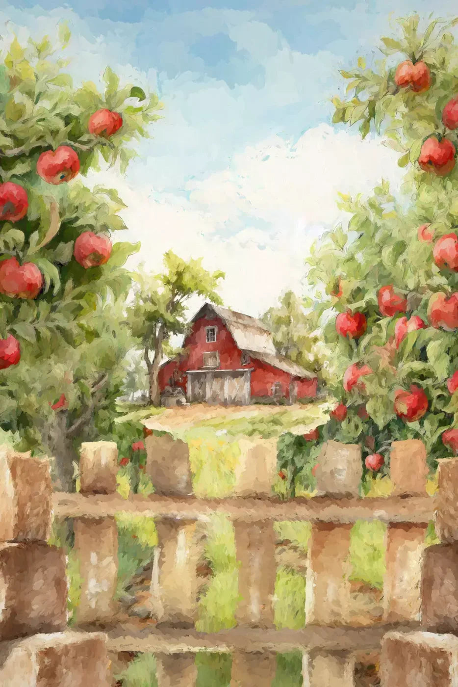 Apple Farm Afternoon 5X8 Ultracloth ( 60 X 96 Inch ) Backdrop