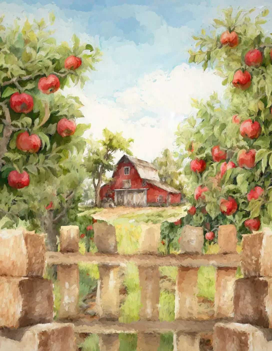 Apple Farm Afternoon 6X8 Fleece ( 72 X 96 Inch ) Backdrop