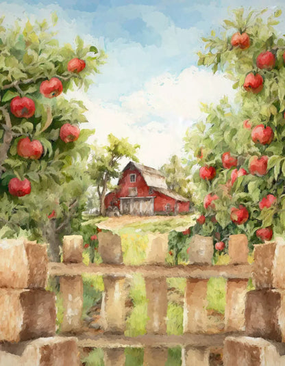 Apple Farm Afternoon 6X8 Fleece ( 72 X 96 Inch ) Backdrop