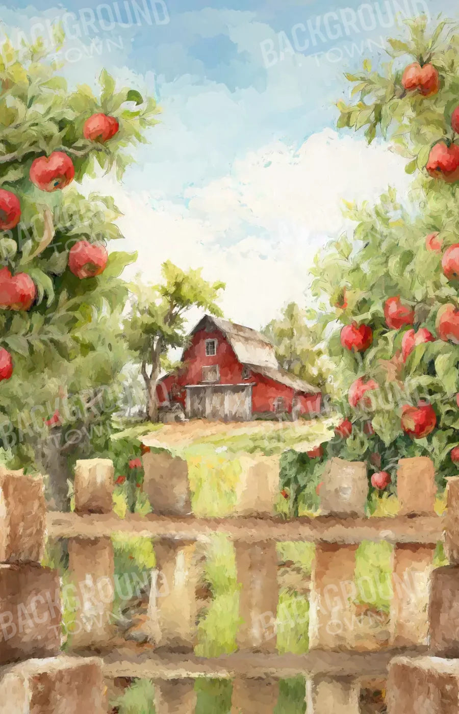 Apple Farm Afternoon 8X12 Ultracloth ( 96 X 144 Inch ) Backdrop