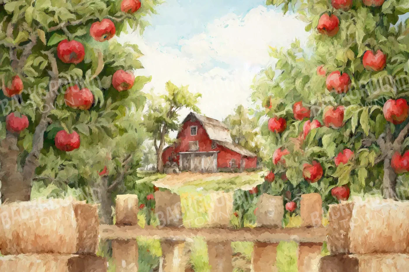 Apple Farm Afternoon 8X5 Ultracloth ( 96 X 60 Inch ) Backdrop