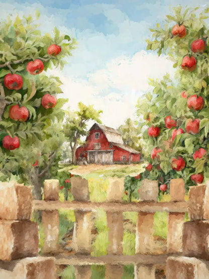 Apple Farm Afternoon 8X10 Fleece ( 96 X 120 Inch ) Backdrop