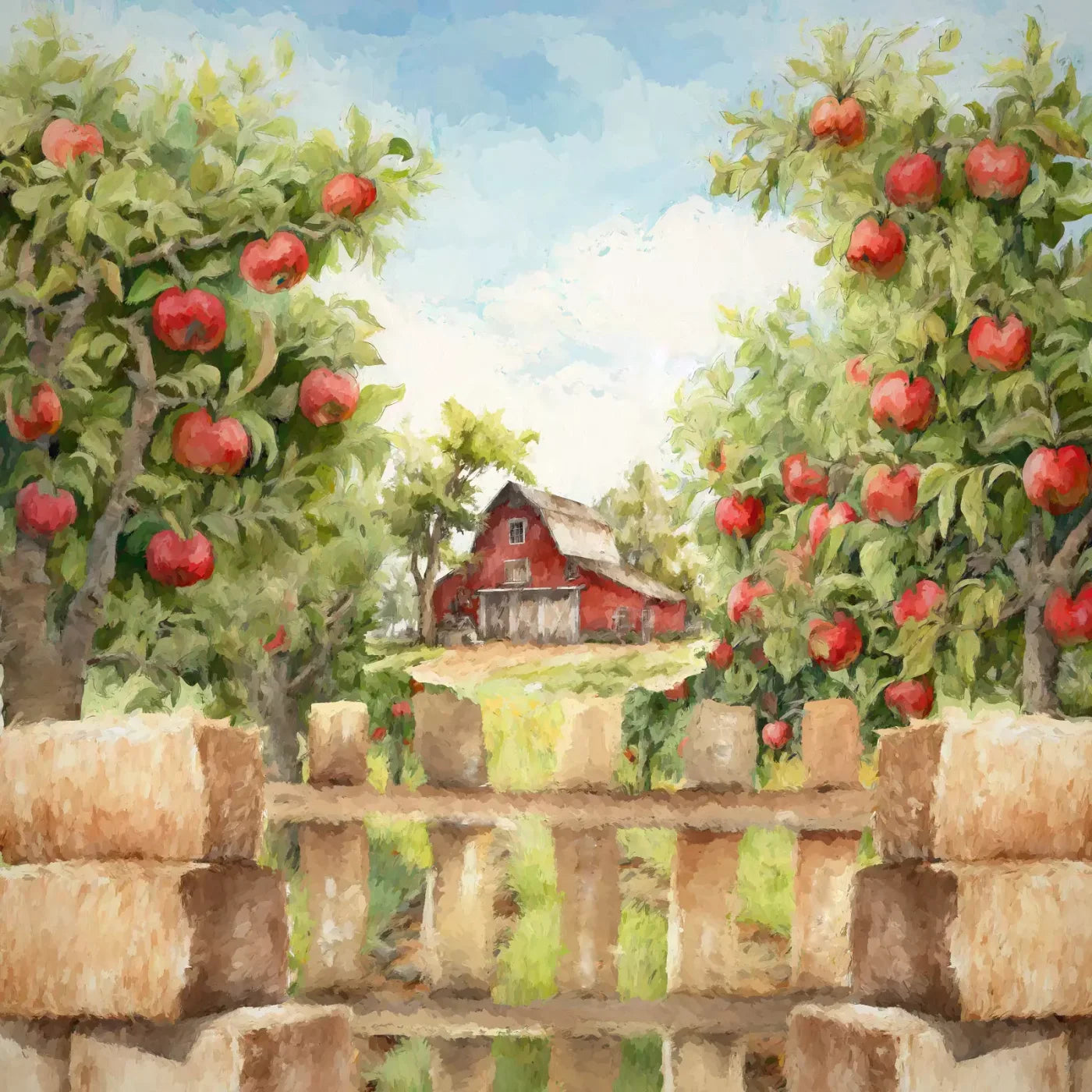 Apple Farm Afternoon 8X8 Fleece ( 96 X Inch ) Backdrop
