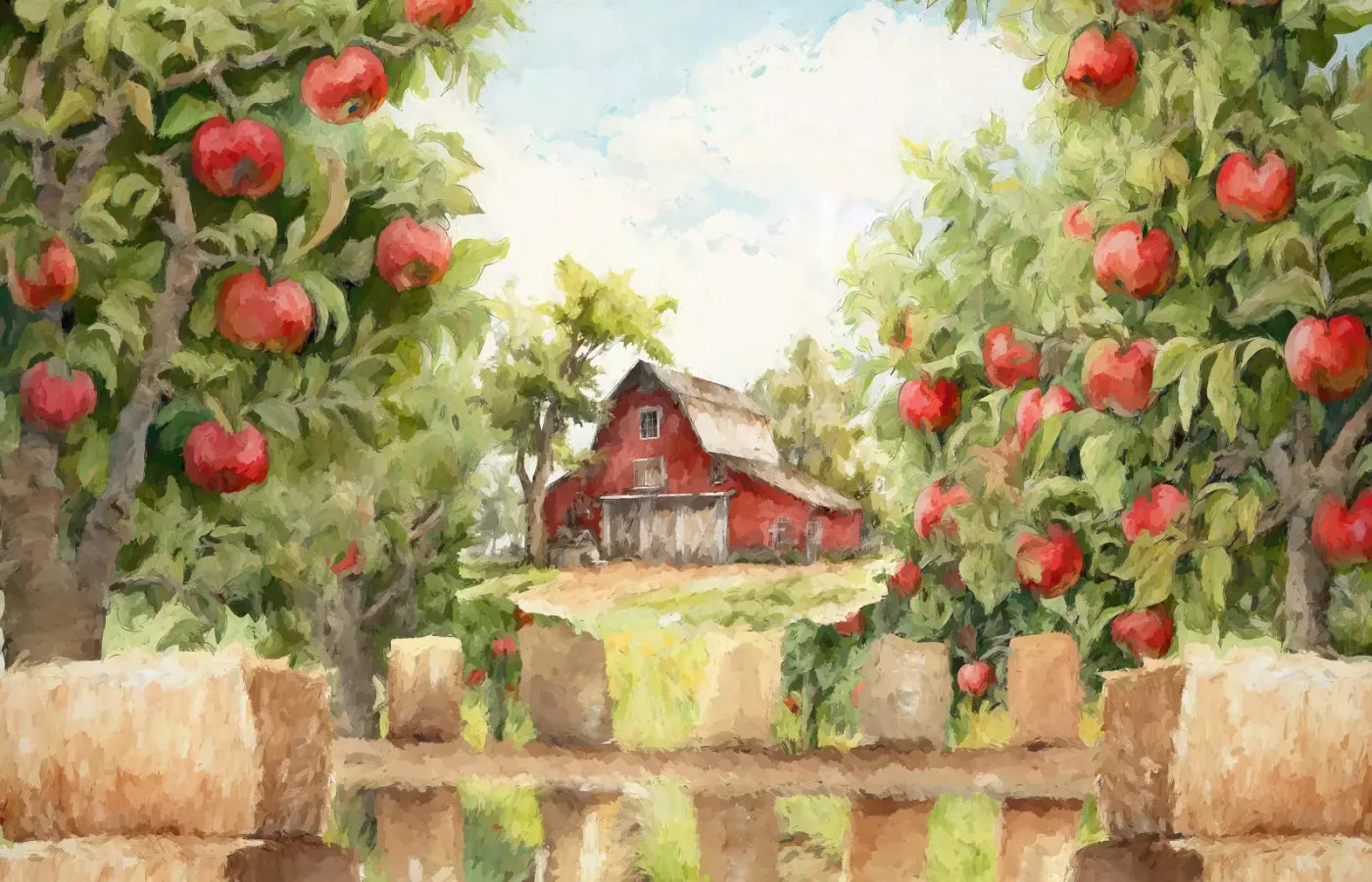 Apple Farm Afternoon 12X8 Ultracloth ( 144 X 96 Inch ) Backdrop