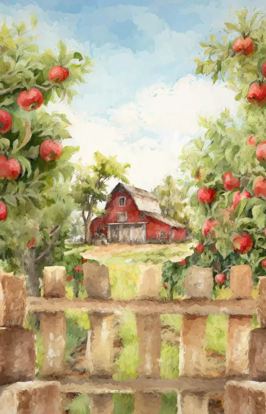 Apple Farm Afternoon 8X12 Ultracloth ( 96 X 144 Inch ) Backdrop