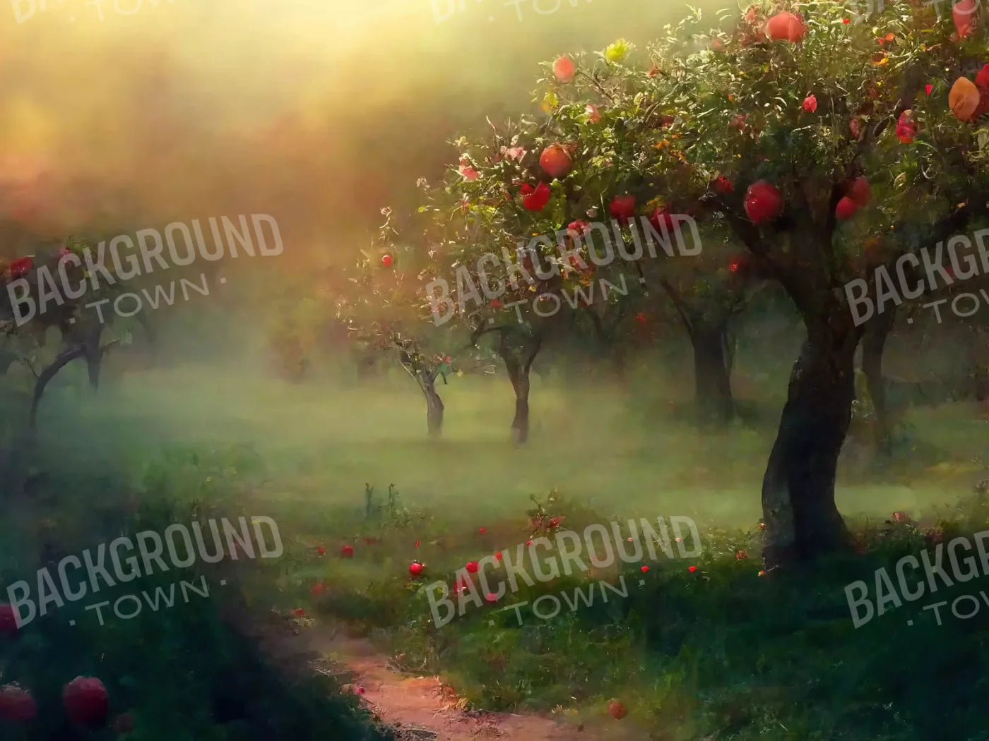 Apple Orchard I 7X5 Ultracloth ( 84 X 60 Inch ) Backdrop