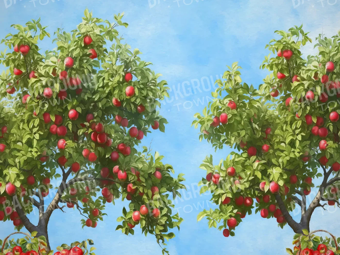 Apple Trees At Grandmas 10X8 Fleece ( 120 X 96 Inch ) Backdrop