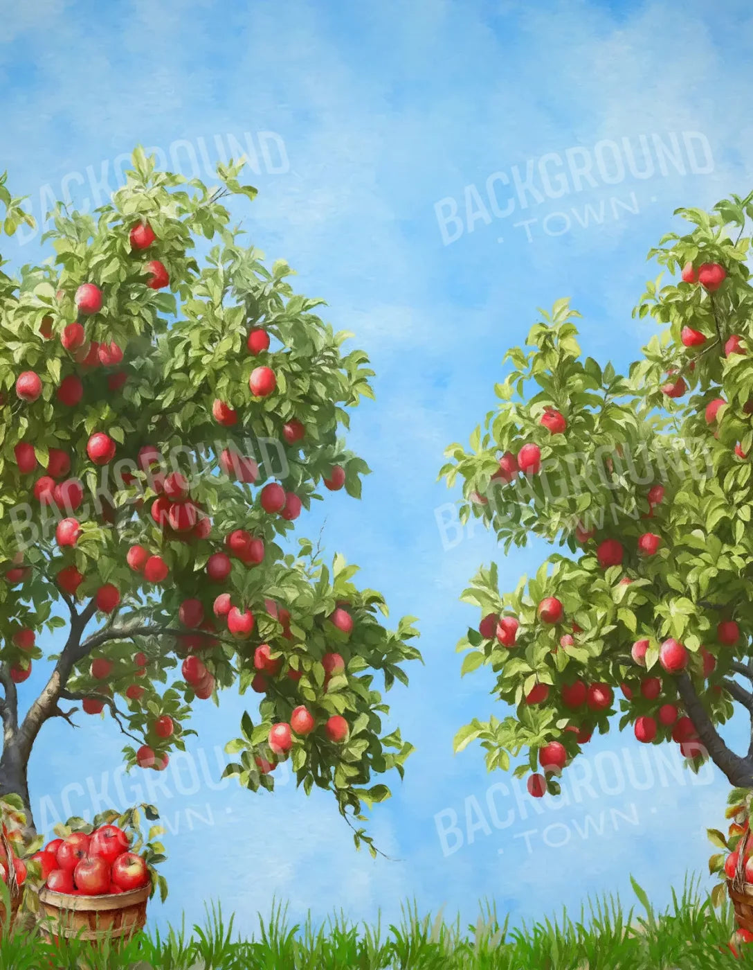 Apple Trees At Grandmas 6X8 Fleece ( 72 X 96 Inch ) Backdrop