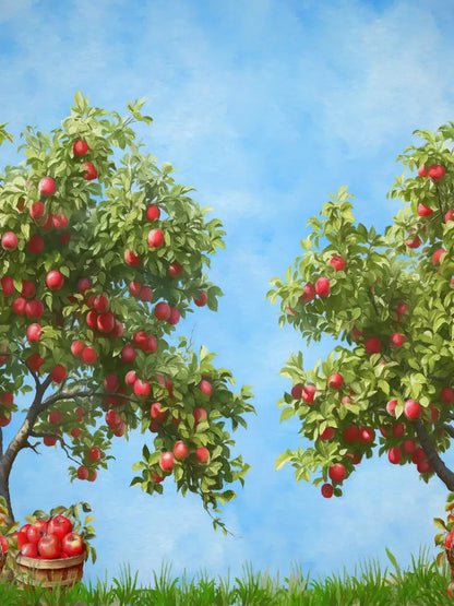Apple Trees At Grandmas 8X10 Fleece ( 96 X 120 Inch ) Backdrop