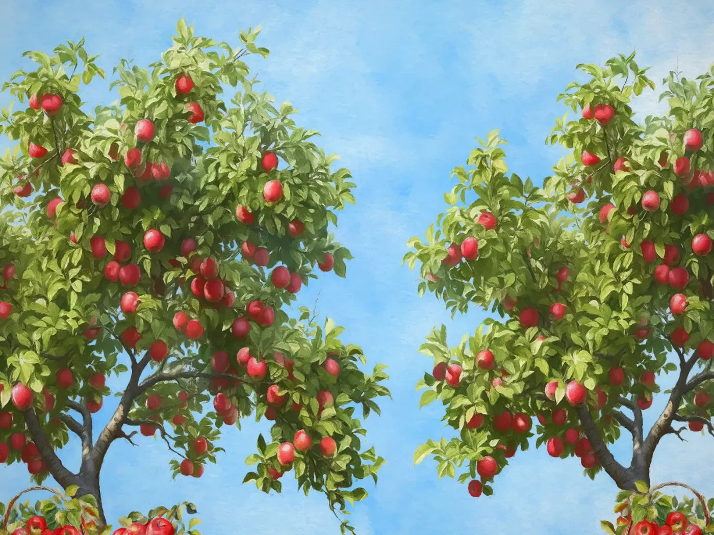 Apple Trees At Grandmas 68X5 Fleece ( 80 X 60 Inch ) Backdrop