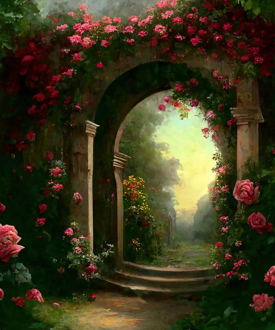 Green Floral Backdrop for Photography