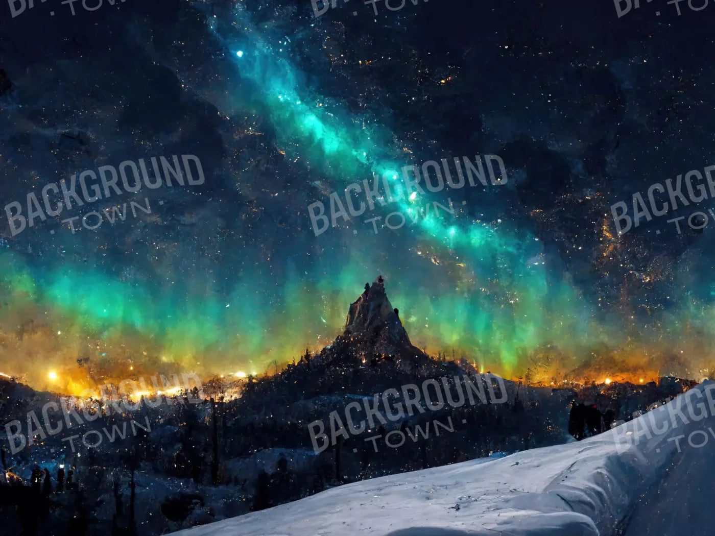 Aurora Night 68X5 Fleece ( 80 X 60 Inch ) Backdrop