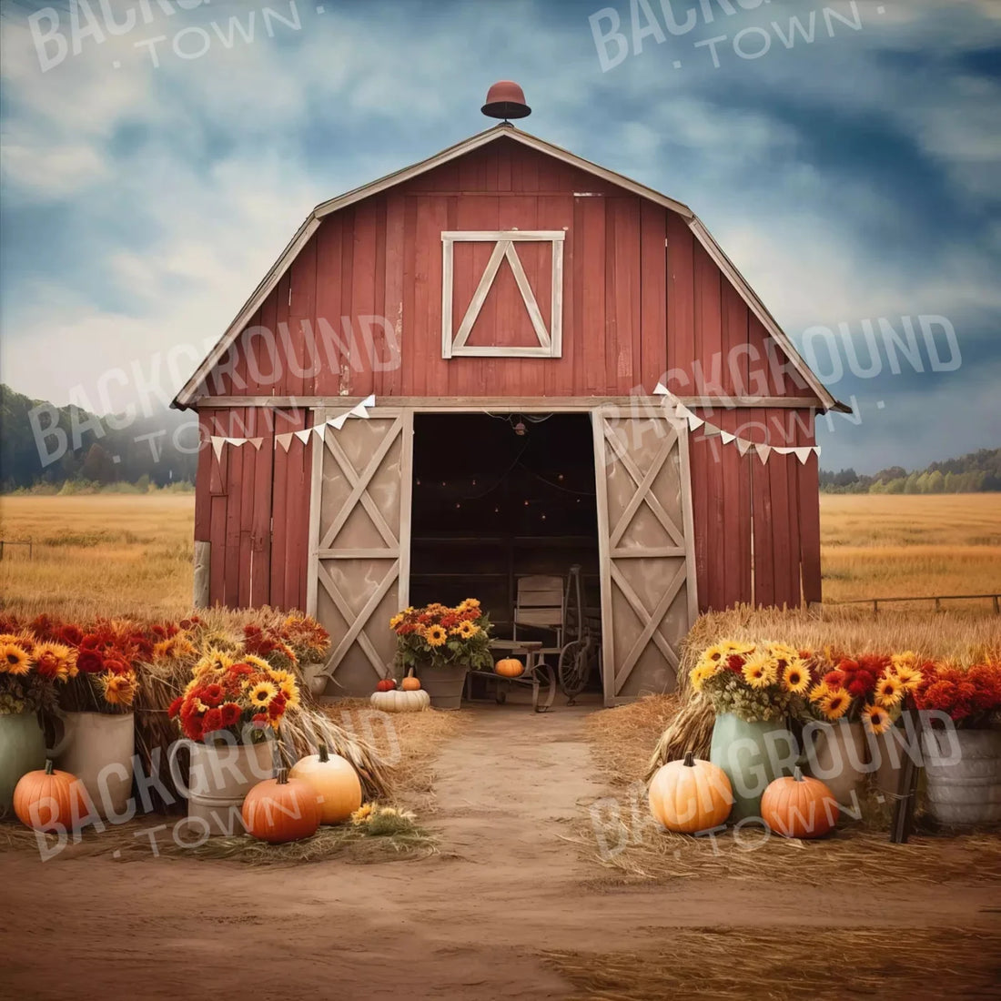 Red Autumn Backdrop for Photography