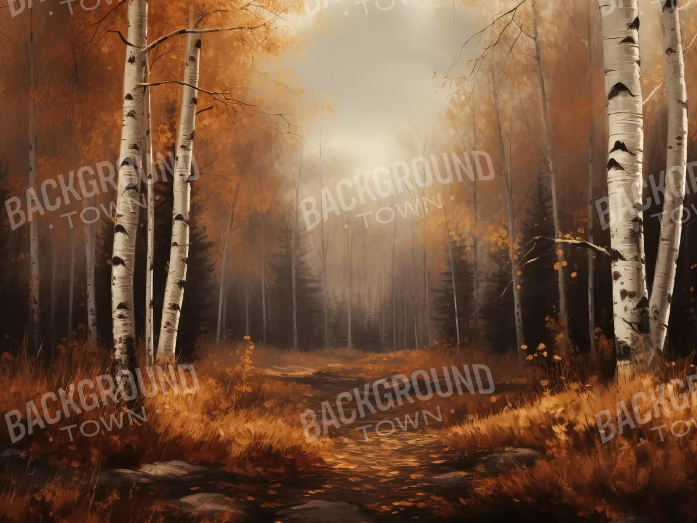 Autumn Birches Iii 8’X6’ Fleece (96 X 72 Inch) Backdrop