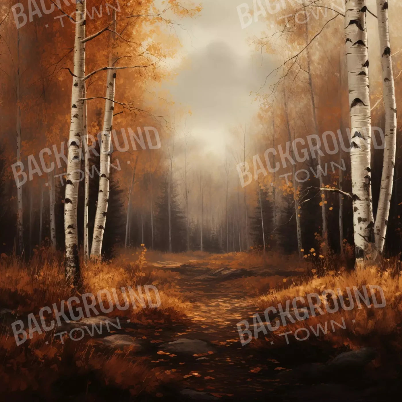 Autumn Birches Iii 8’X8’ Fleece (96 X Inch) Backdrop