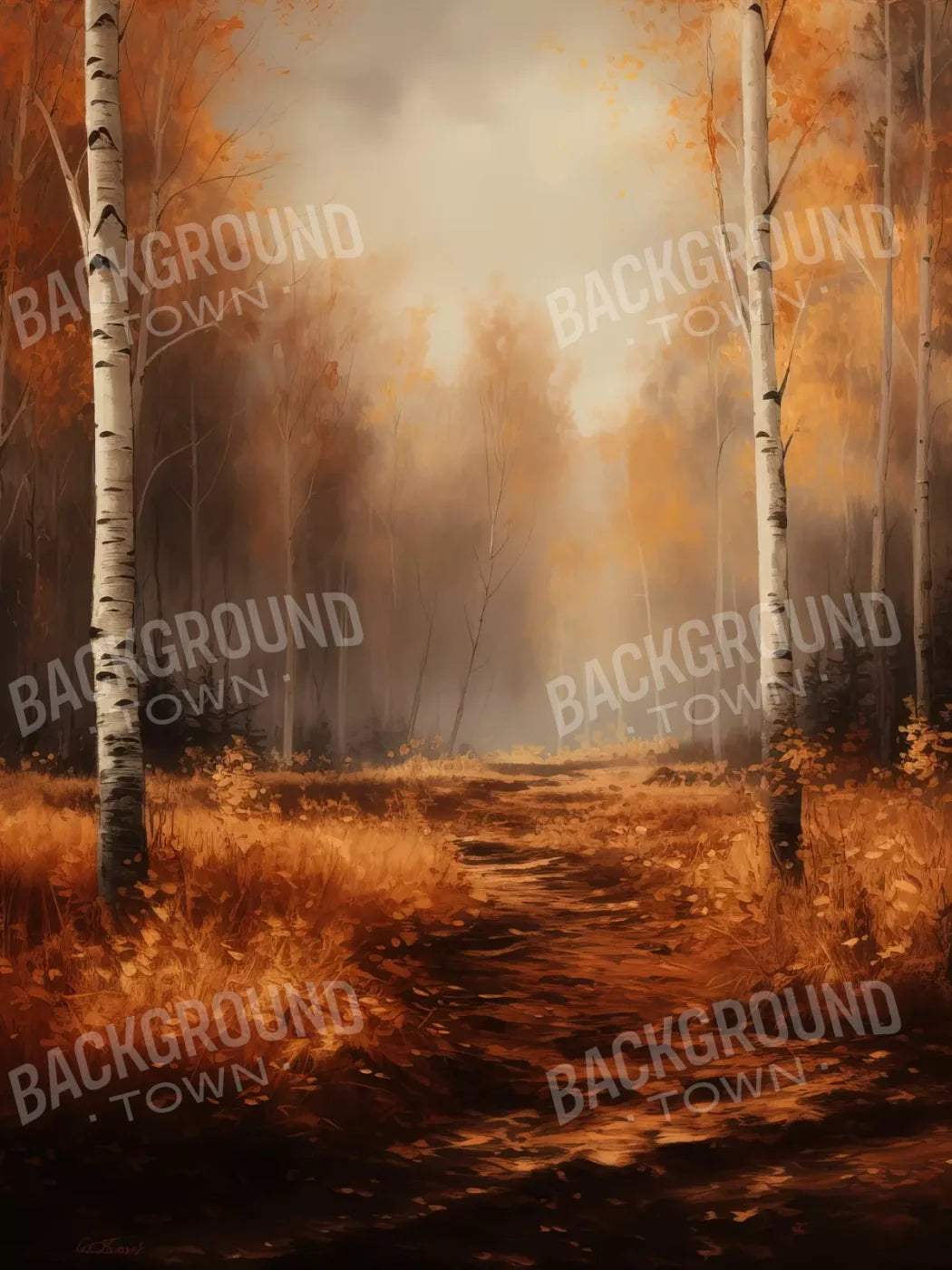 Autumn Birches 5’X6’8 Fleece (60 X 80 Inch) Backdrop