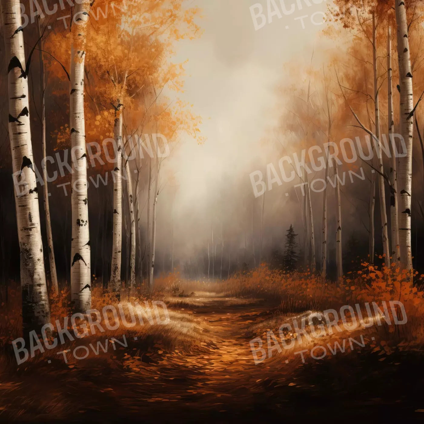 Autumn Birches Ii 8’X8’ Fleece (96 X Inch) Backdrop