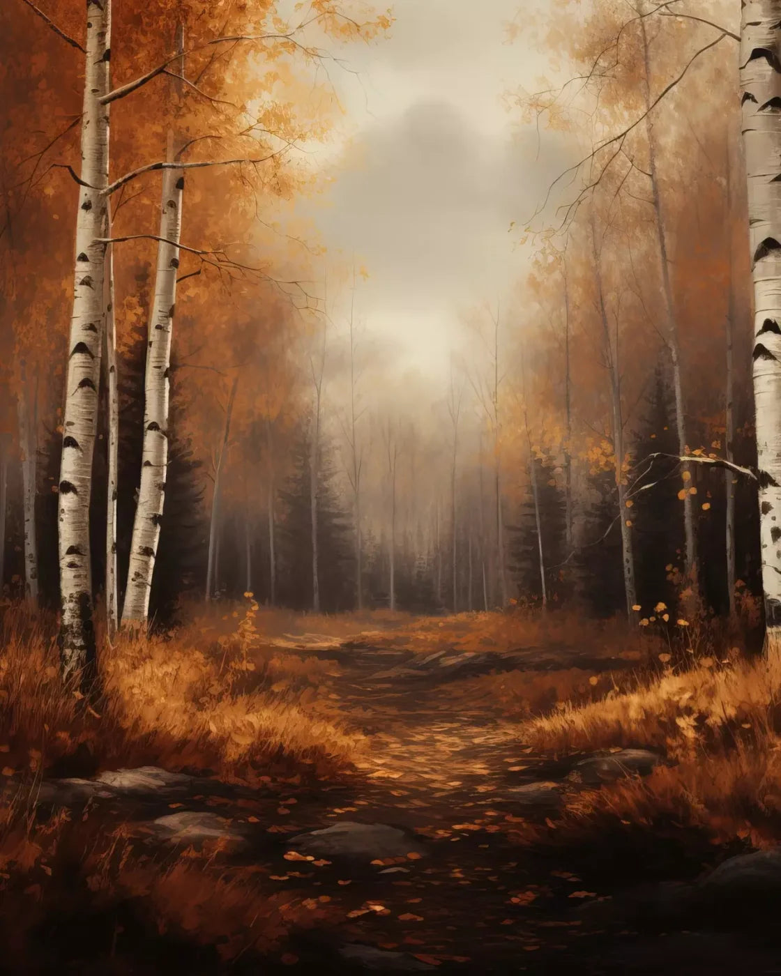 Autumn Birches Iii 8’X10’ Fleece (96 X 120 Inch) Backdrop