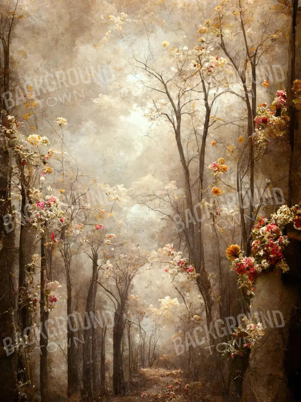 Autumn Blossoms 5X68 Fleece ( 60 X 80 Inch ) Backdrop