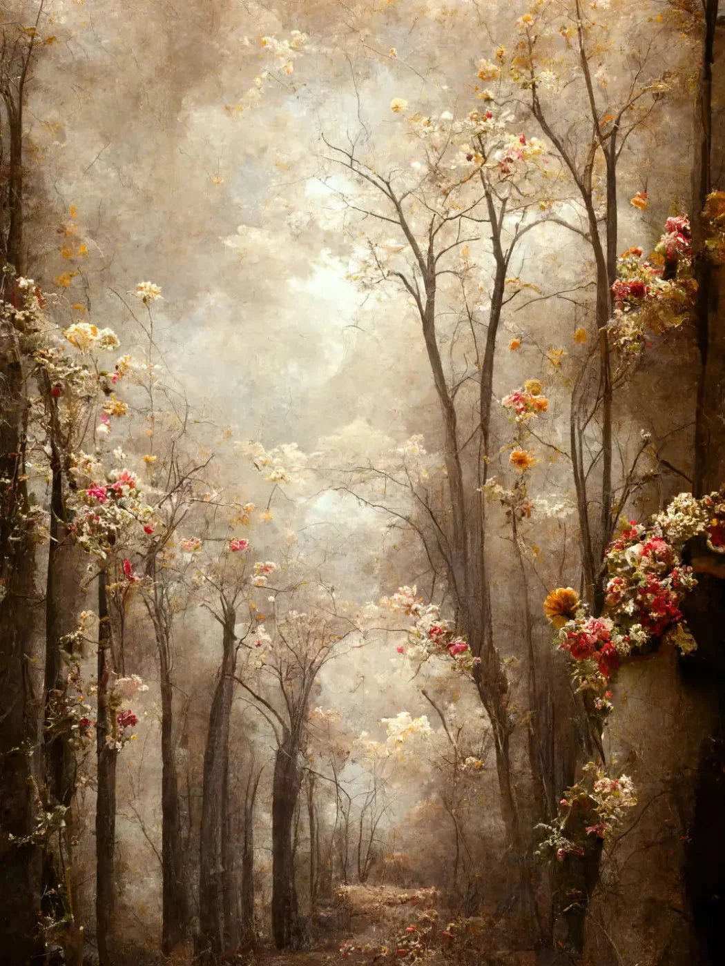 Autumn Blossoms 5X68 Fleece ( 60 X 80 Inch ) Backdrop