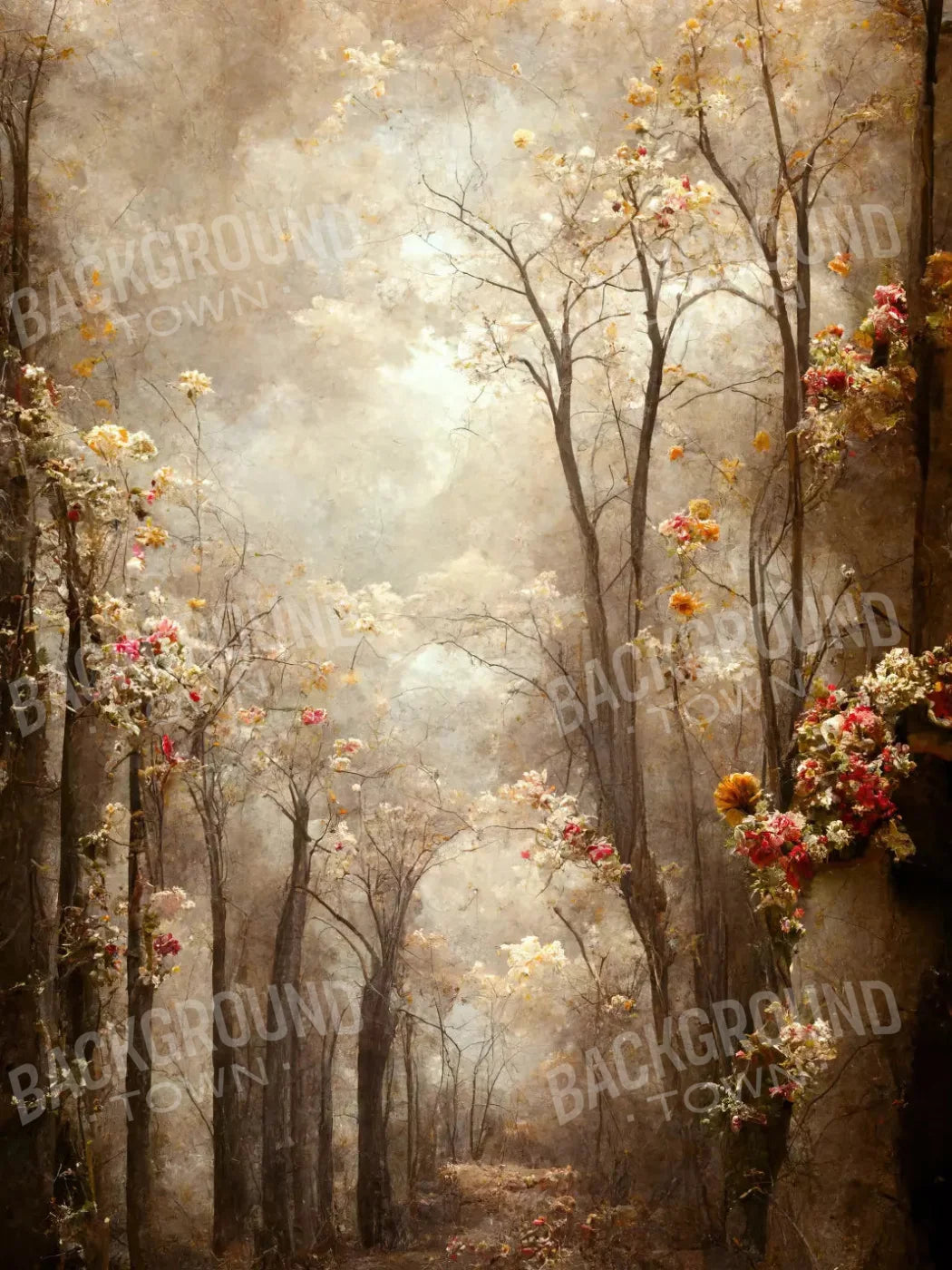 Autumn Blossoms 8X10 Fleece ( 96 X 120 Inch ) Backdrop