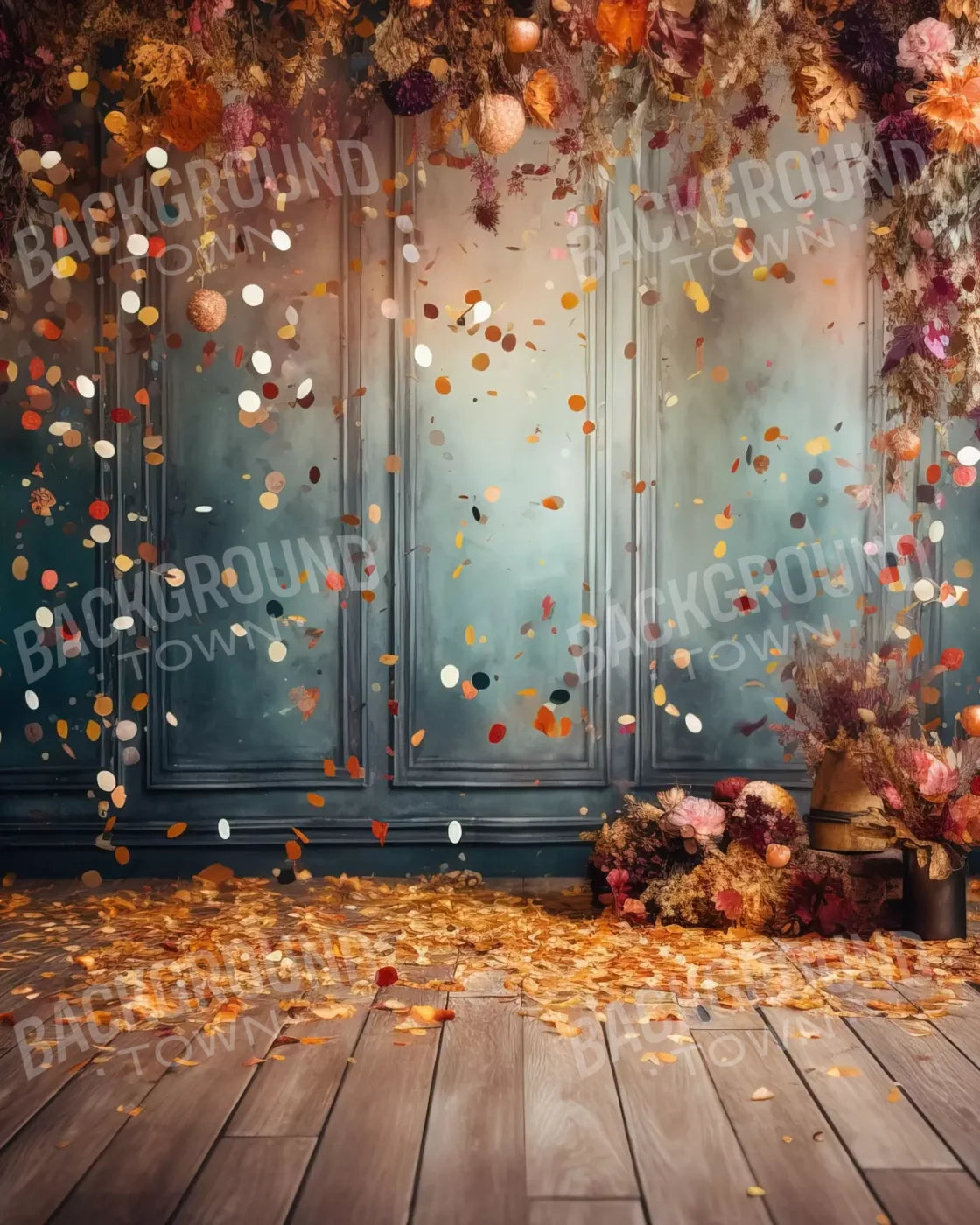Autumn Confetti Wall 8’X10’ Fleece (96 X 120 Inch) Backdrop