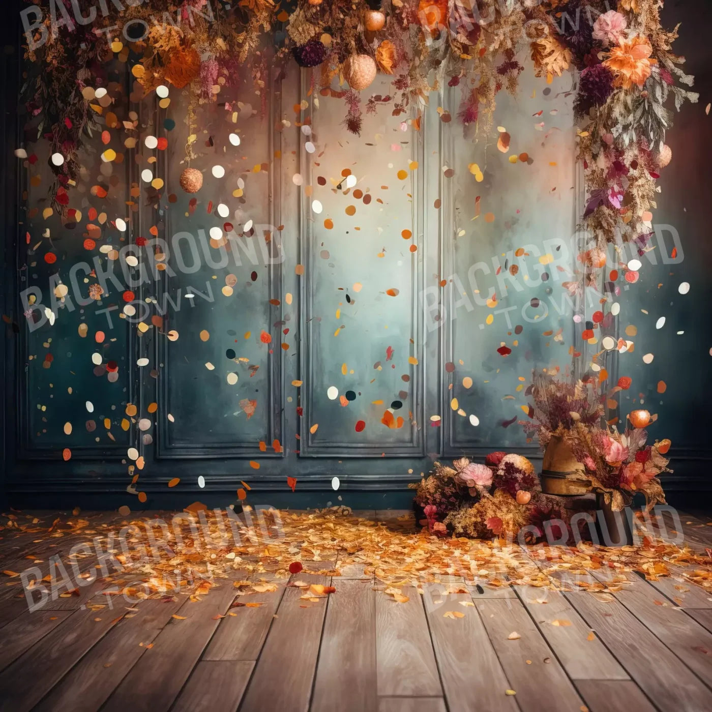 Autumn Confetti Wall 8’X8’ Fleece (96 X Inch) Backdrop