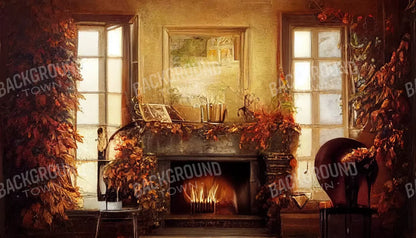 Autumn Fireplace 14’X8’ Ultracloth (168 X 96 Inch) Backdrop