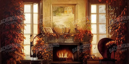 Autumn Fireplace 20’X10’ Ultracloth (240 X 120 Inch) Backdrop