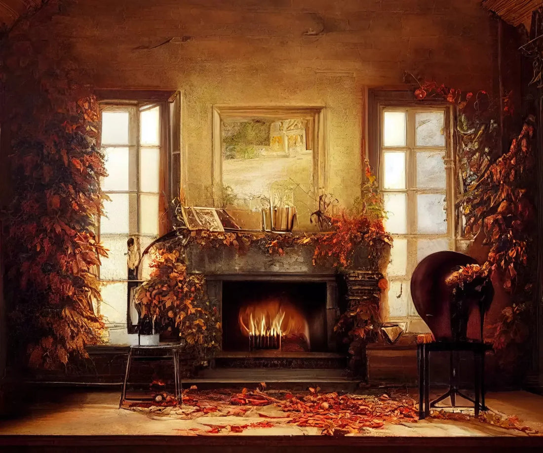 Autumn Fireplace 5’X4’2 Fleece (60 X 50 Inch) Backdrop