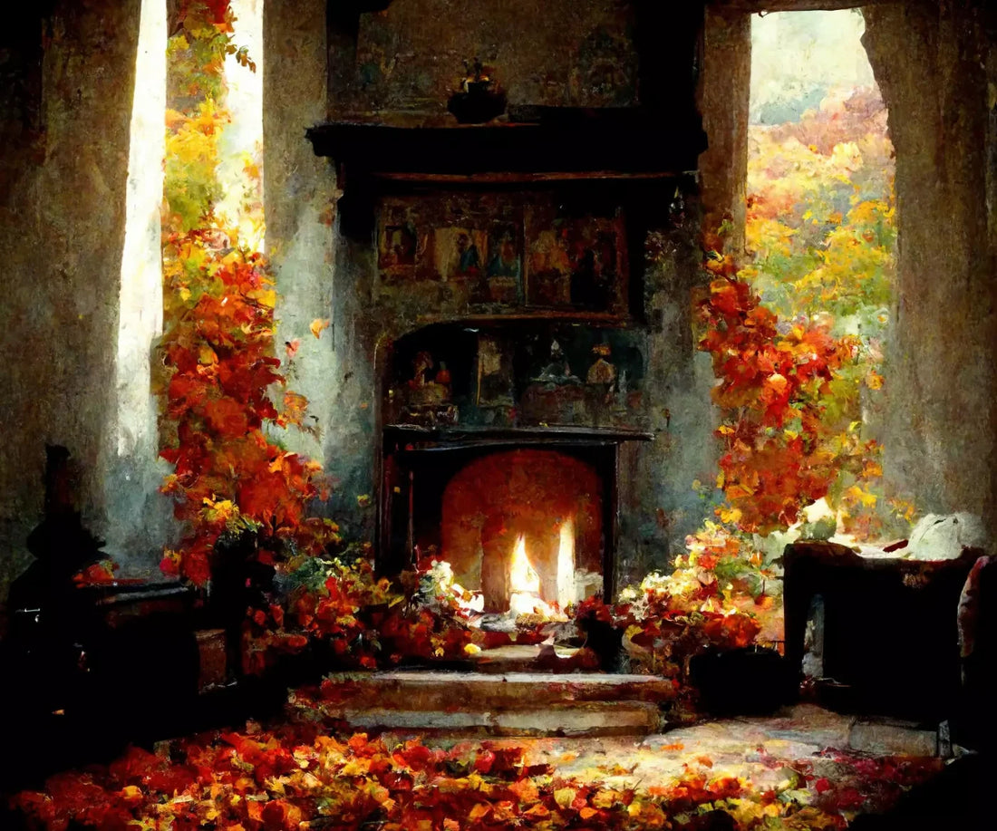 Autumn Fireplace Ii 5’X4’2 Fleece (60 X 50 Inch) Backdrop