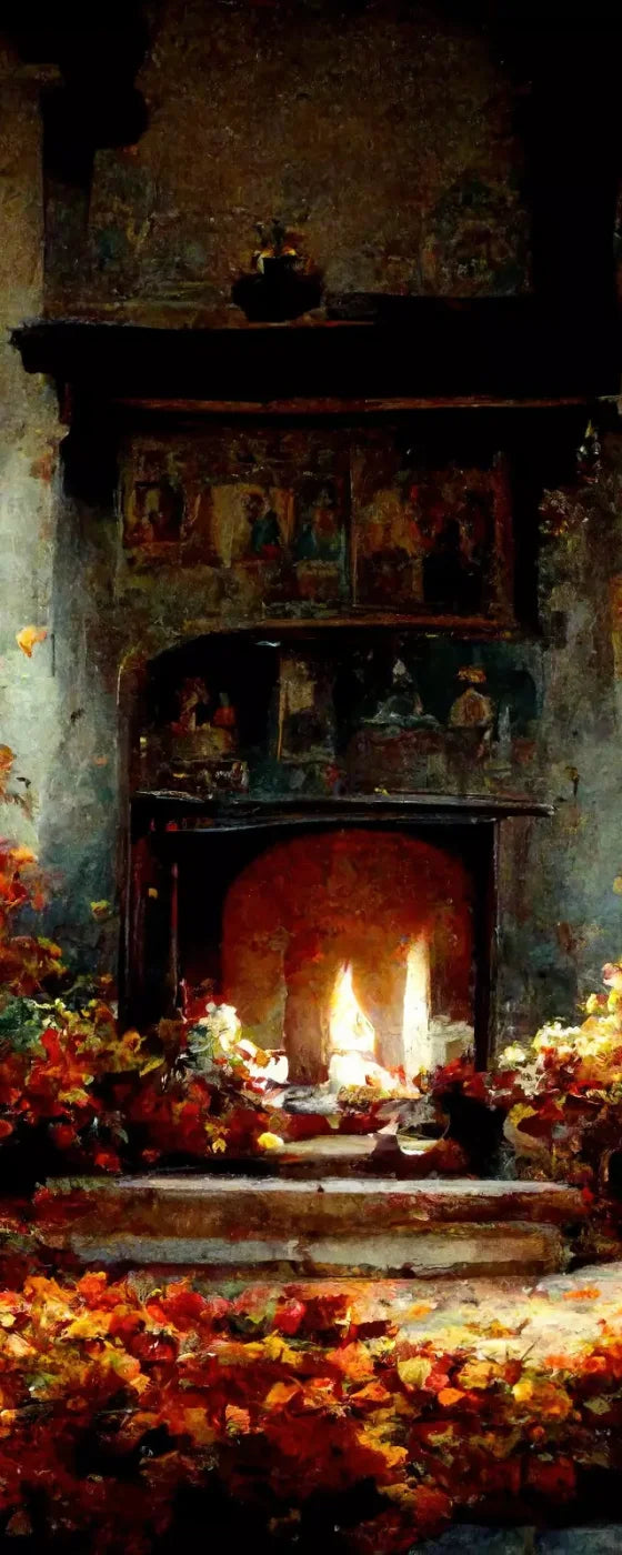 Autumn Fireplace Ii 8’X20’ Ultracloth (96 X 240 Inch) Backdrop