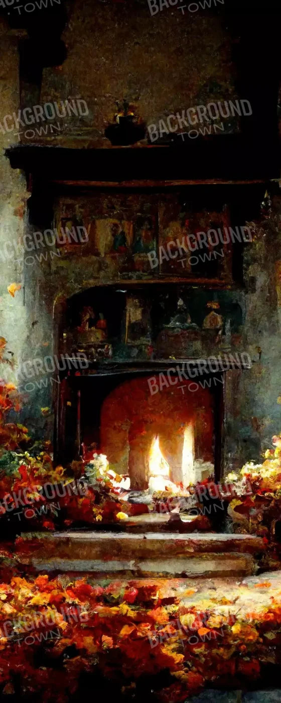 Autumn Fireplace Ii 8’X20’ Ultracloth (96 X 240 Inch) Backdrop