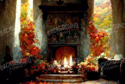 Autumn Fireplace Ii 12’X8’ Ultracloth (144 X 96 Inch) Backdrop