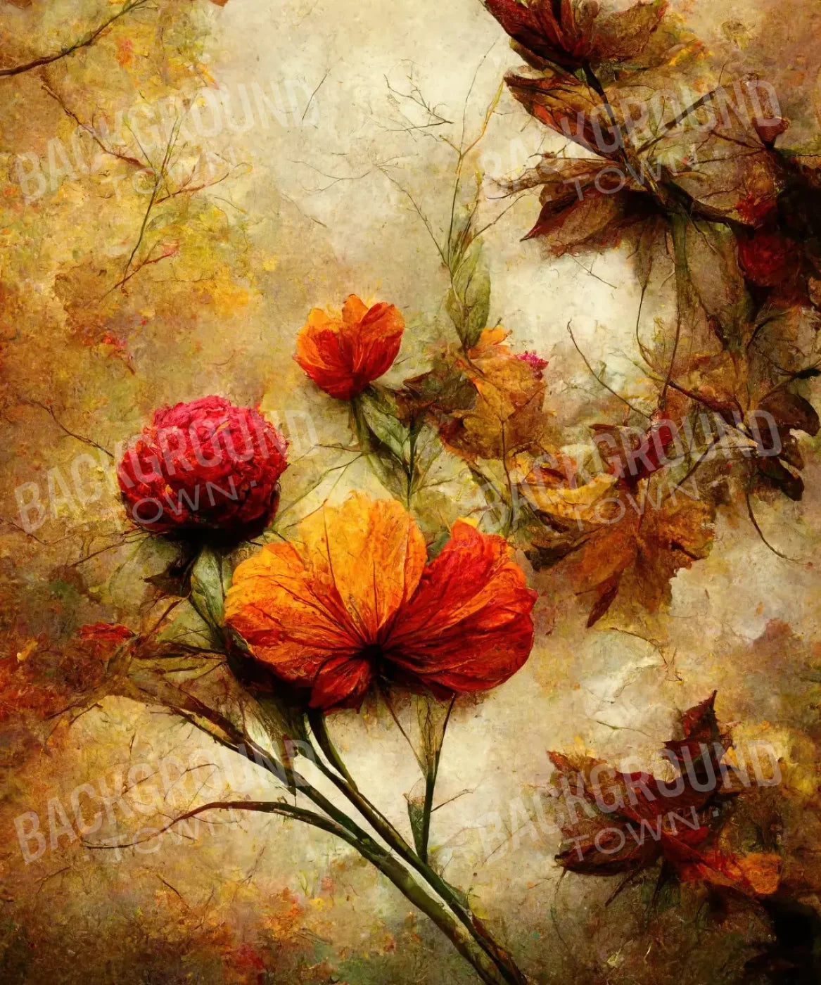 Autumn Flowers 10’X12’ Ultracloth (120 X 144 Inch) Backdrop