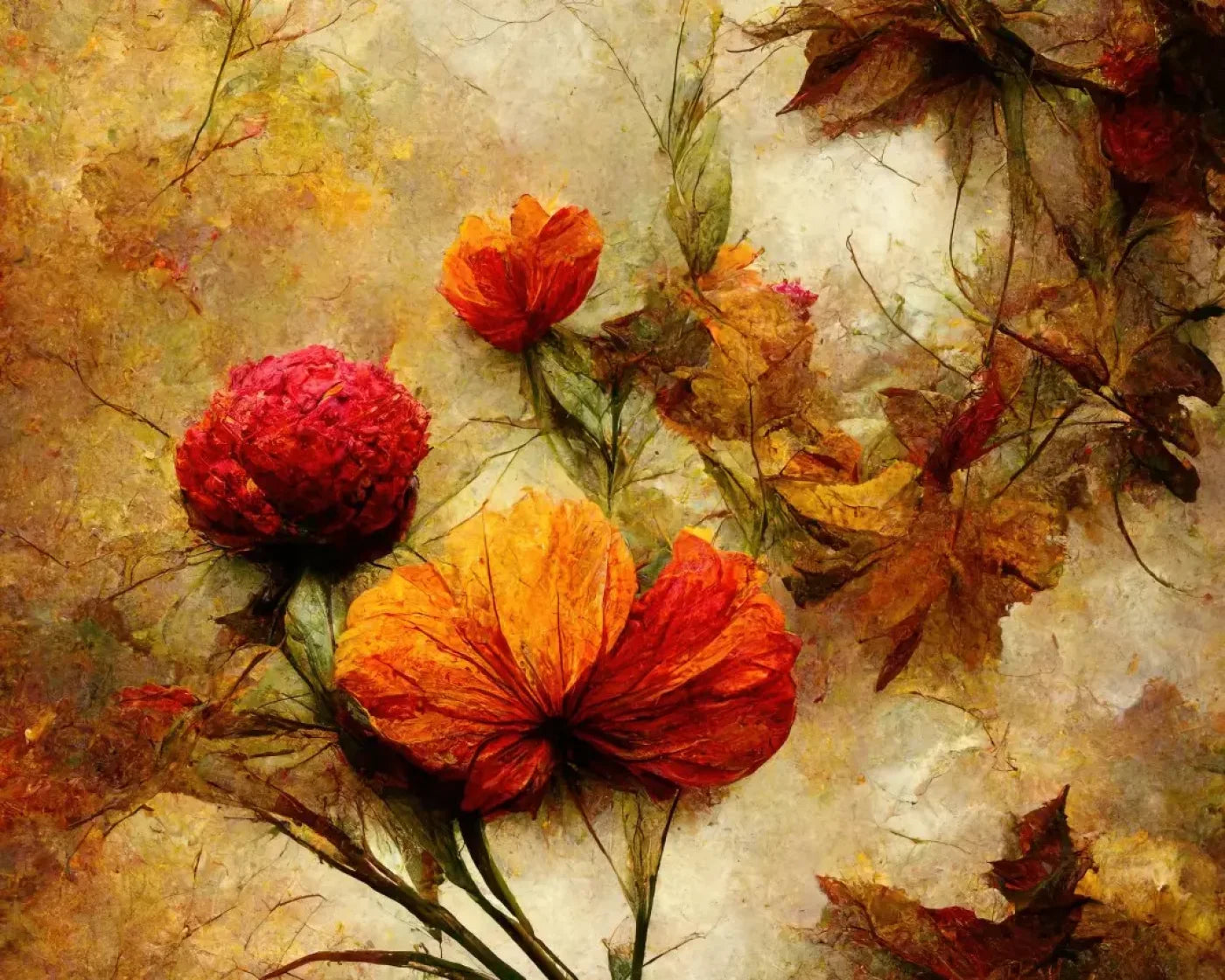 Autumn Flowers 10’X8’ Fleece (120 X 96 Inch) Backdrop