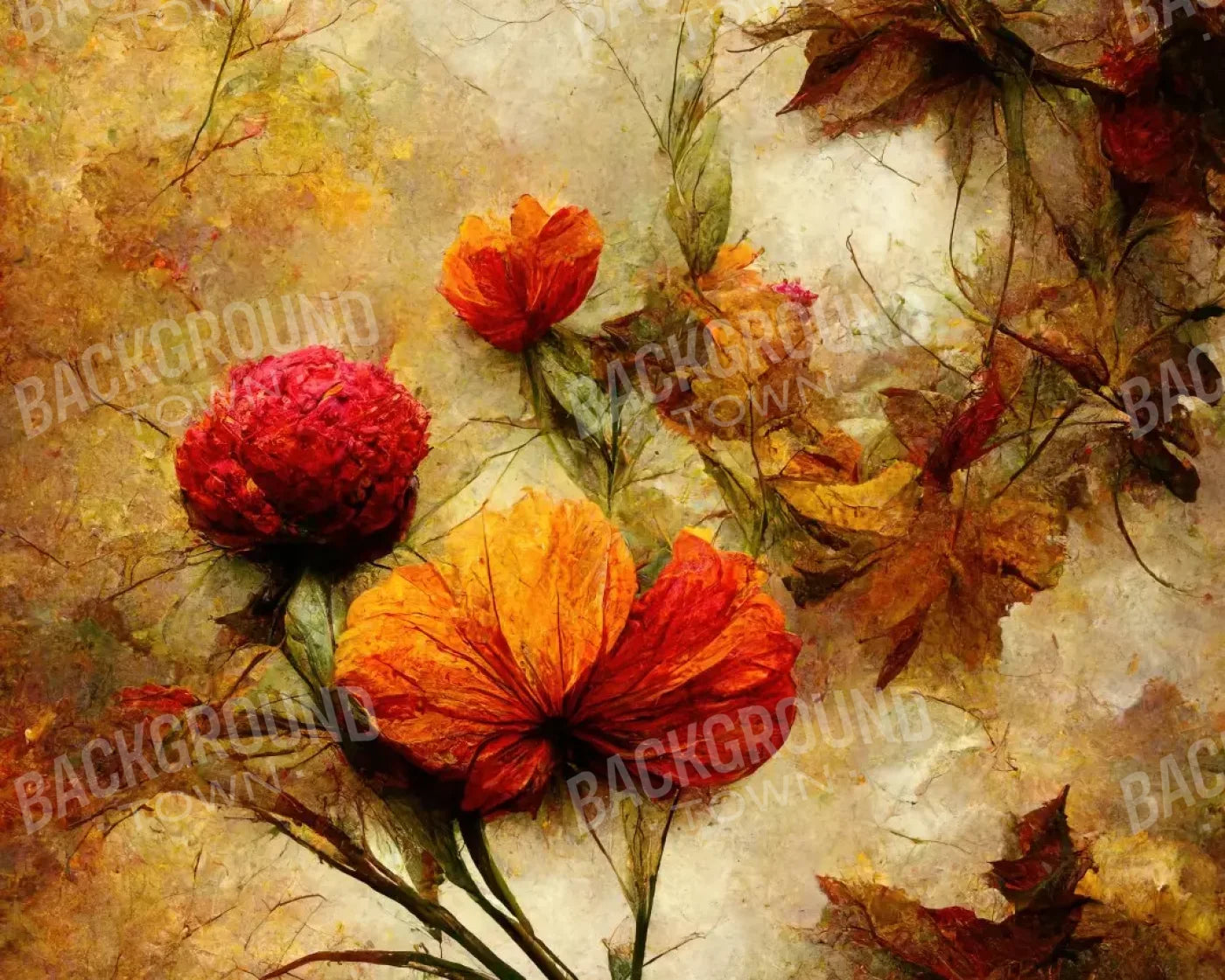 Autumn Flowers 10’X8’ Fleece (120 X 96 Inch) Backdrop