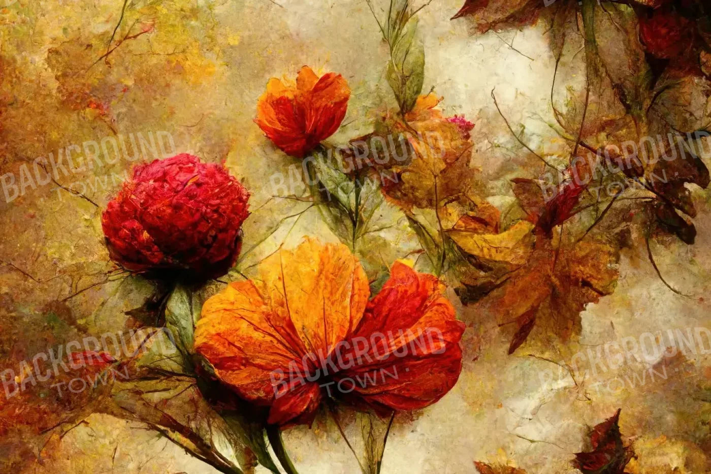 Autumn Flowers 12’X8’ Ultracloth (144 X 96 Inch) Backdrop