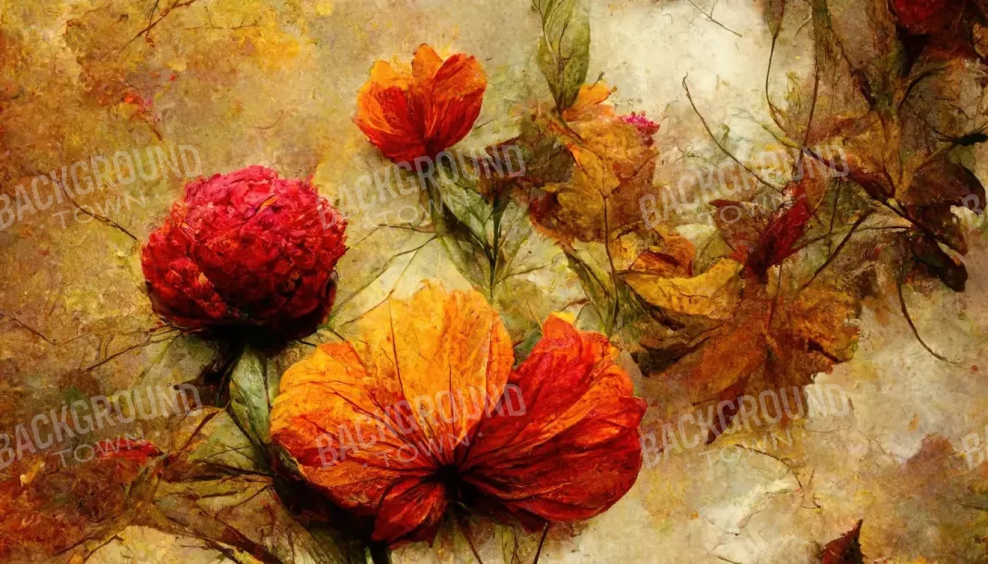 Autumn Flowers 14’X8’ Ultracloth (168 X 96 Inch) Backdrop