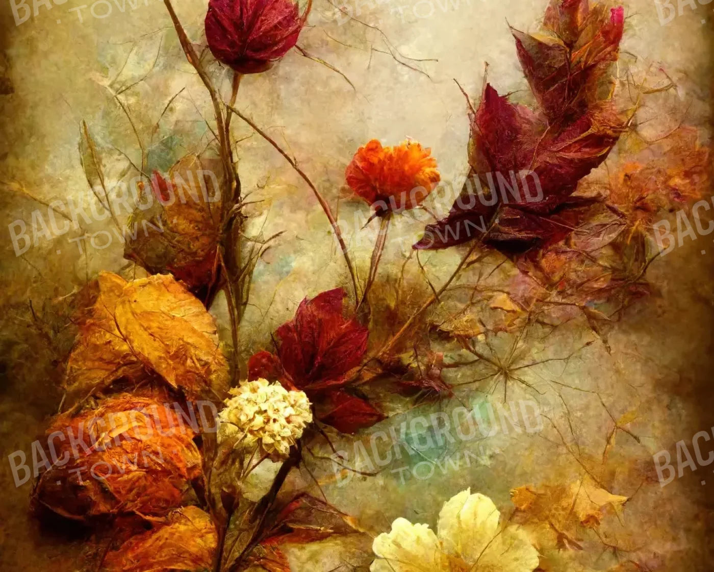 Autumn Flowers Ii 10’X8’ Fleece (120 X 96 Inch) Backdrop