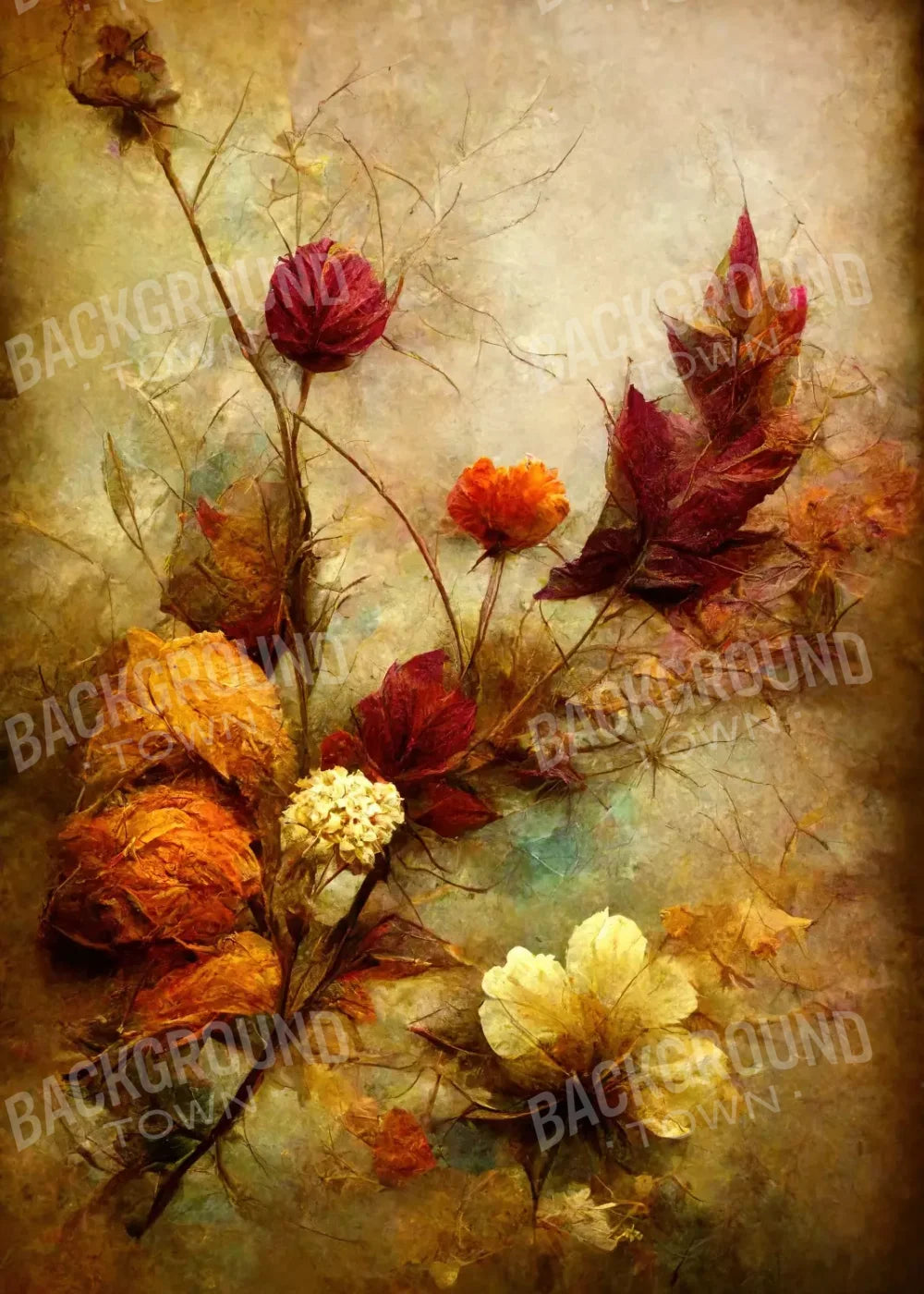 Autumn Flowers Ii 5’X7’ Ultracloth (60 X 84 Inch) Backdrop
