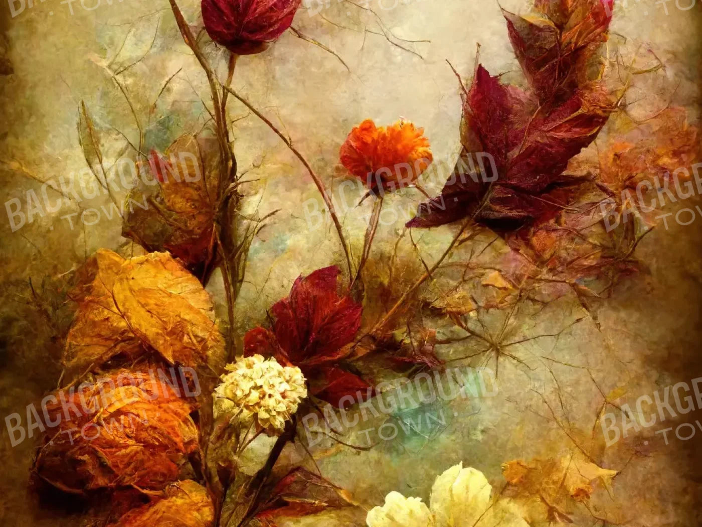 Autumn Flowers Ii 6’8X5’ Fleece (80 X 60 Inch) Backdrop