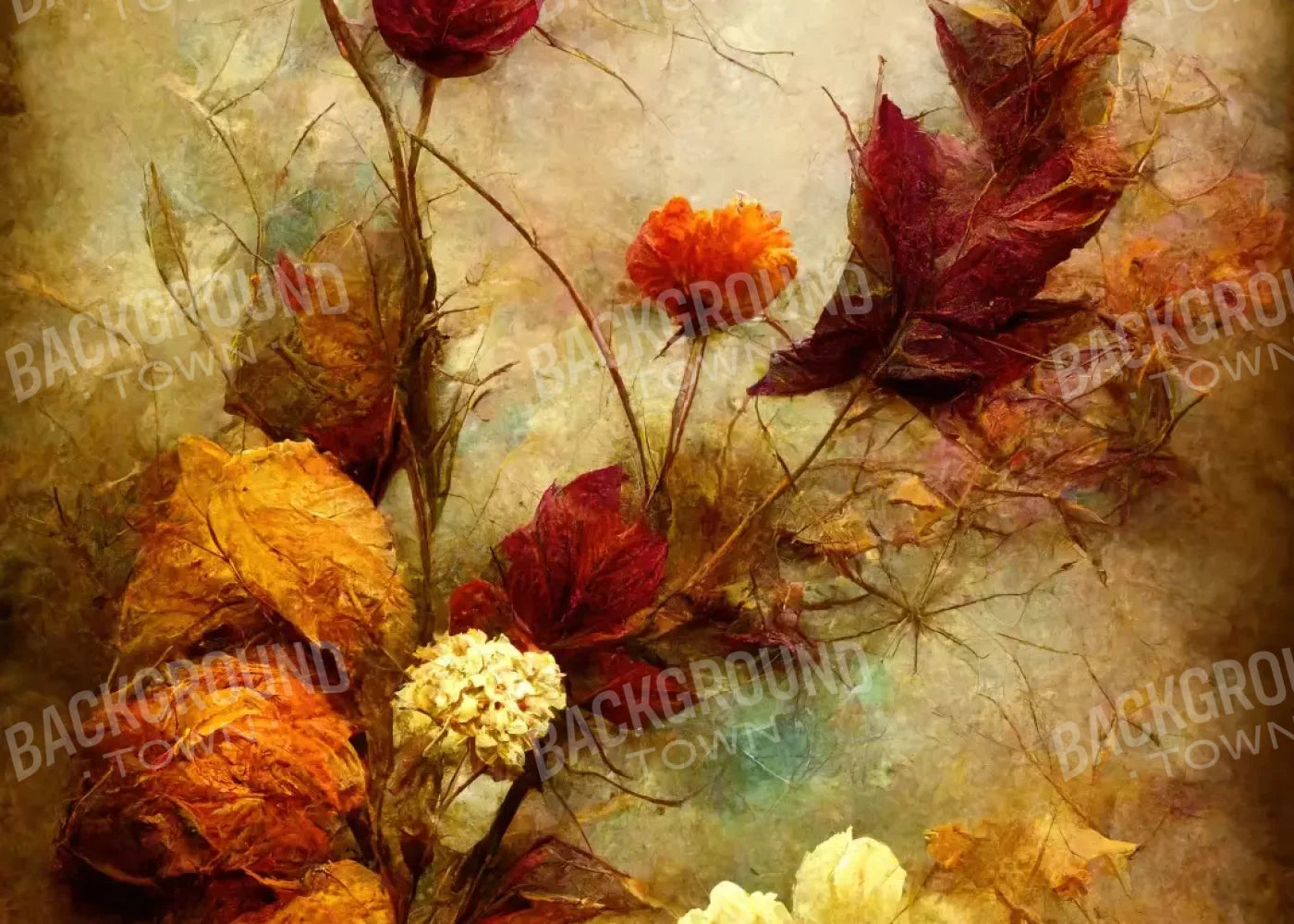 Autumn Flowers Ii 7’X5’ Ultracloth (84 X 60 Inch) Backdrop