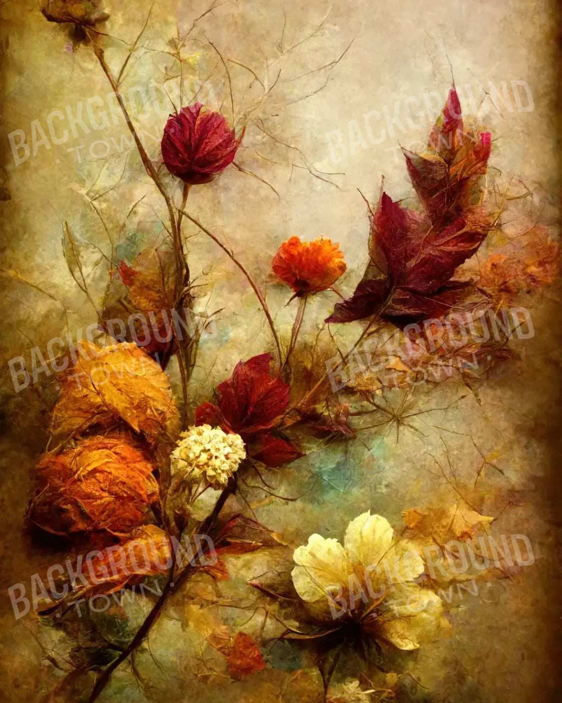 Autumn Flowers Ii 8’X10’ Fleece (96 X 120 Inch) Backdrop
