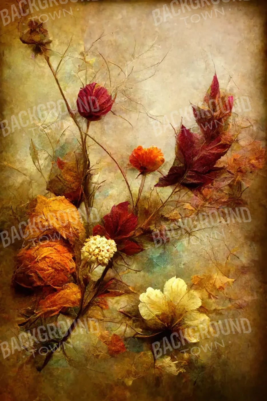 Autumn Flowers Ii 8’X12’ Ultracloth (96 X 144 Inch) Backdrop
