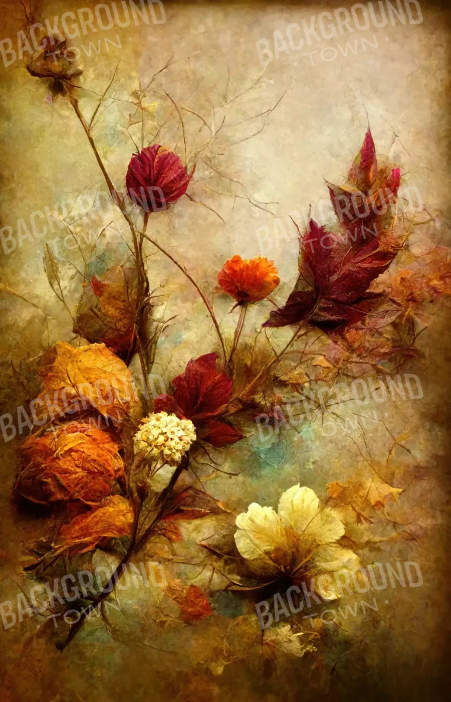 Autumn Flowers Ii 9’X14’ Ultracloth (108 X 168 Inch) Backdrop